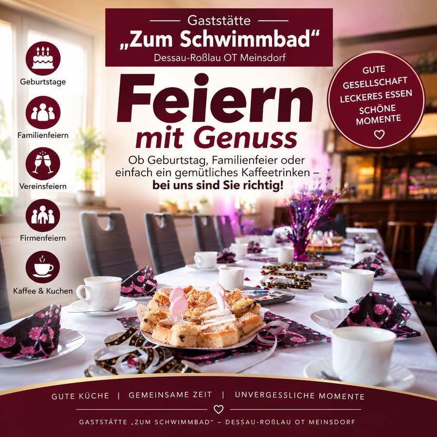 Events und Feiern in der Gaststätte Zum Schwimmbad